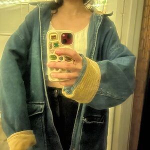 Vintage Blue Jean Jacket with Yellow Cuffs